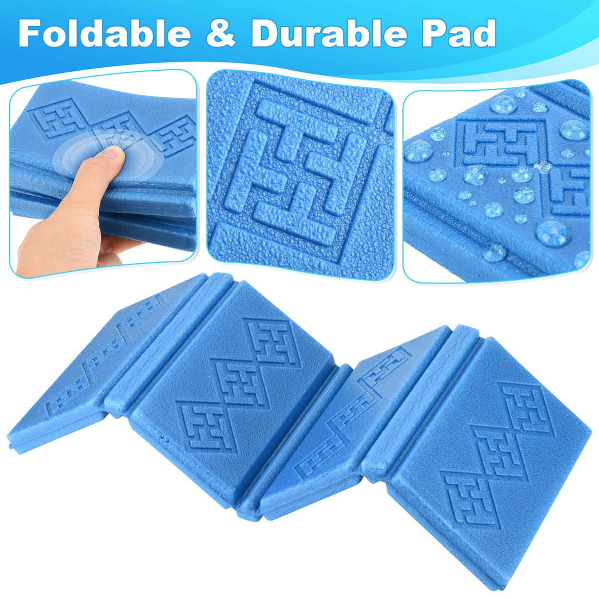 2 Pcs 15x11 Inch Foldable Waterproof Camping Seat Cushion B4189