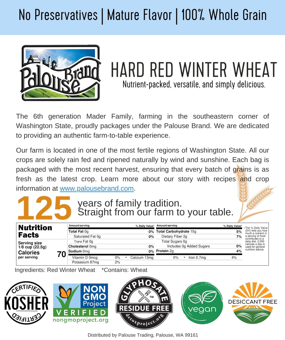 Hard Red Winter Wheat Berries 25 LBS Bag Sproutable Non-GMO Kosher X478239