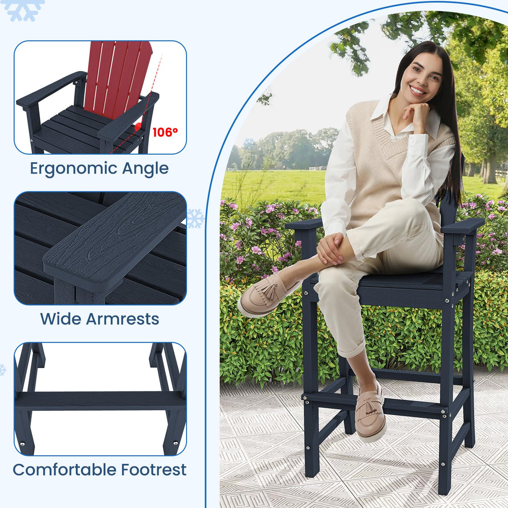 Navy Blue HDPE Resin Adirondack Chair C6674