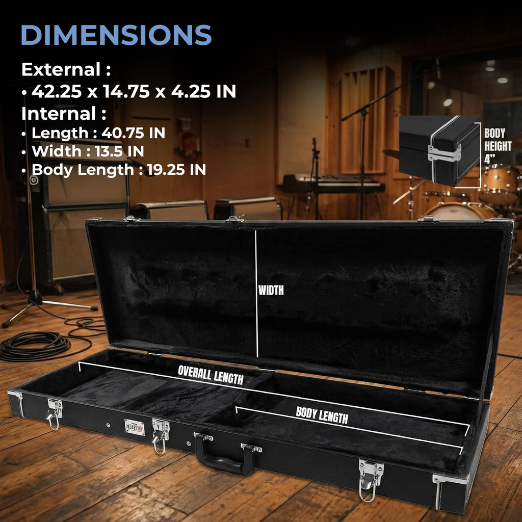 Electric Guitar Hard Case with Lock and Key, Black I9819