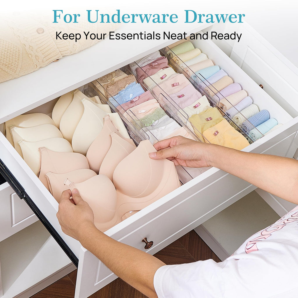 12 Pack Adjustable Clear Plastic Drawer Dividers L956