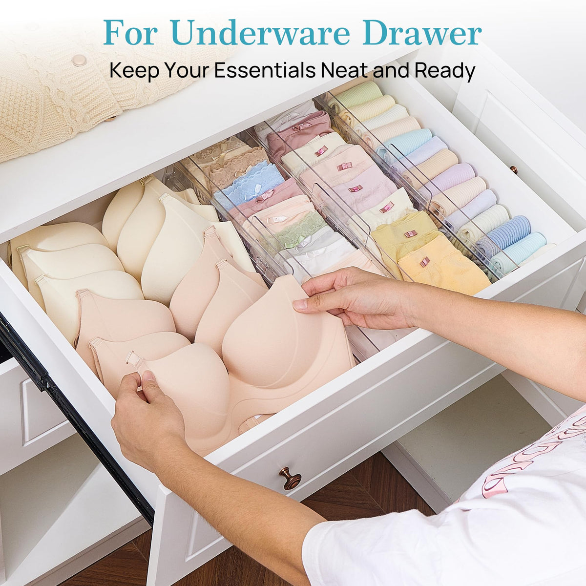 12 Pack Adjustable Clear Plastic Drawer Dividers L956