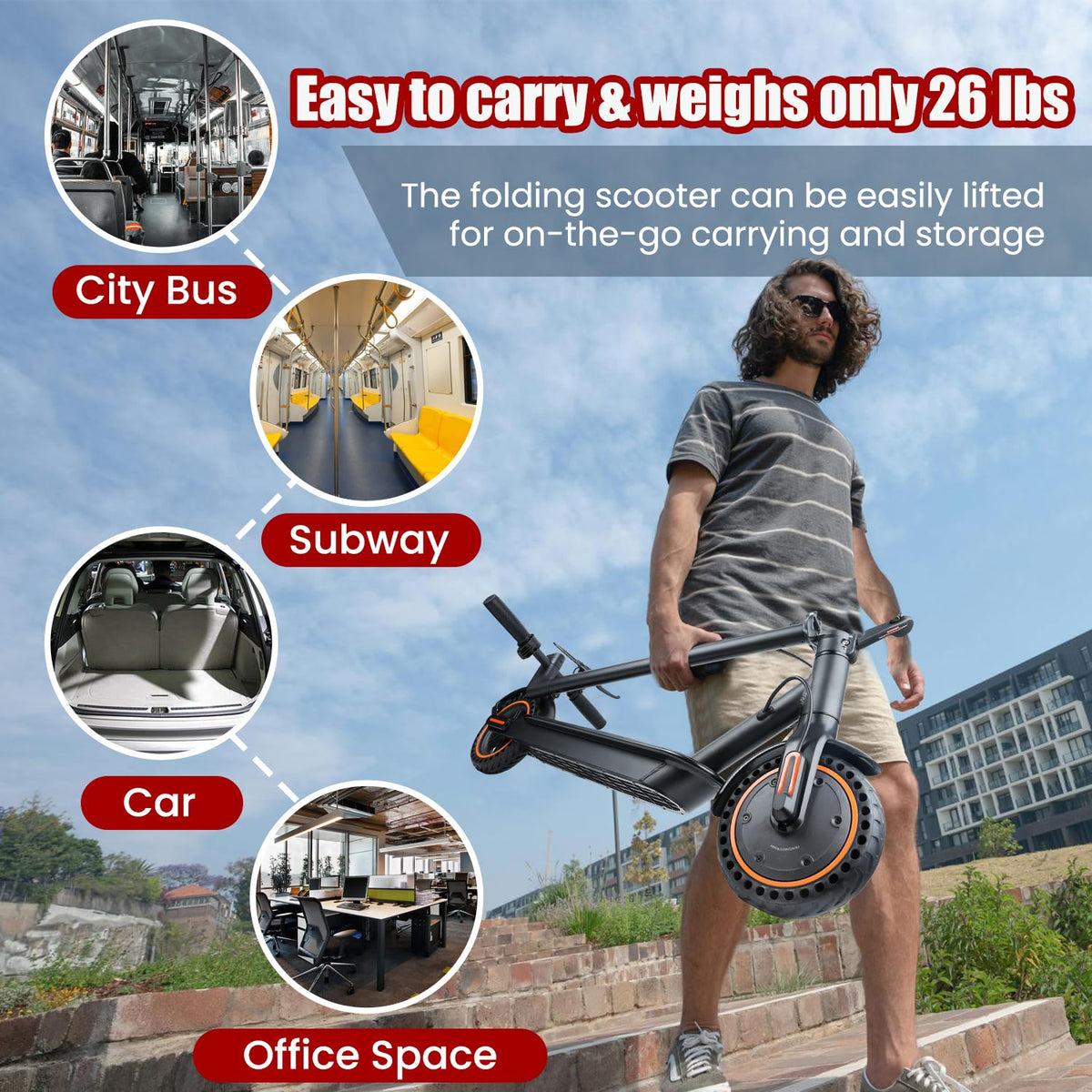 500W Foldable Electric Scooter with Dual Braking System D979965