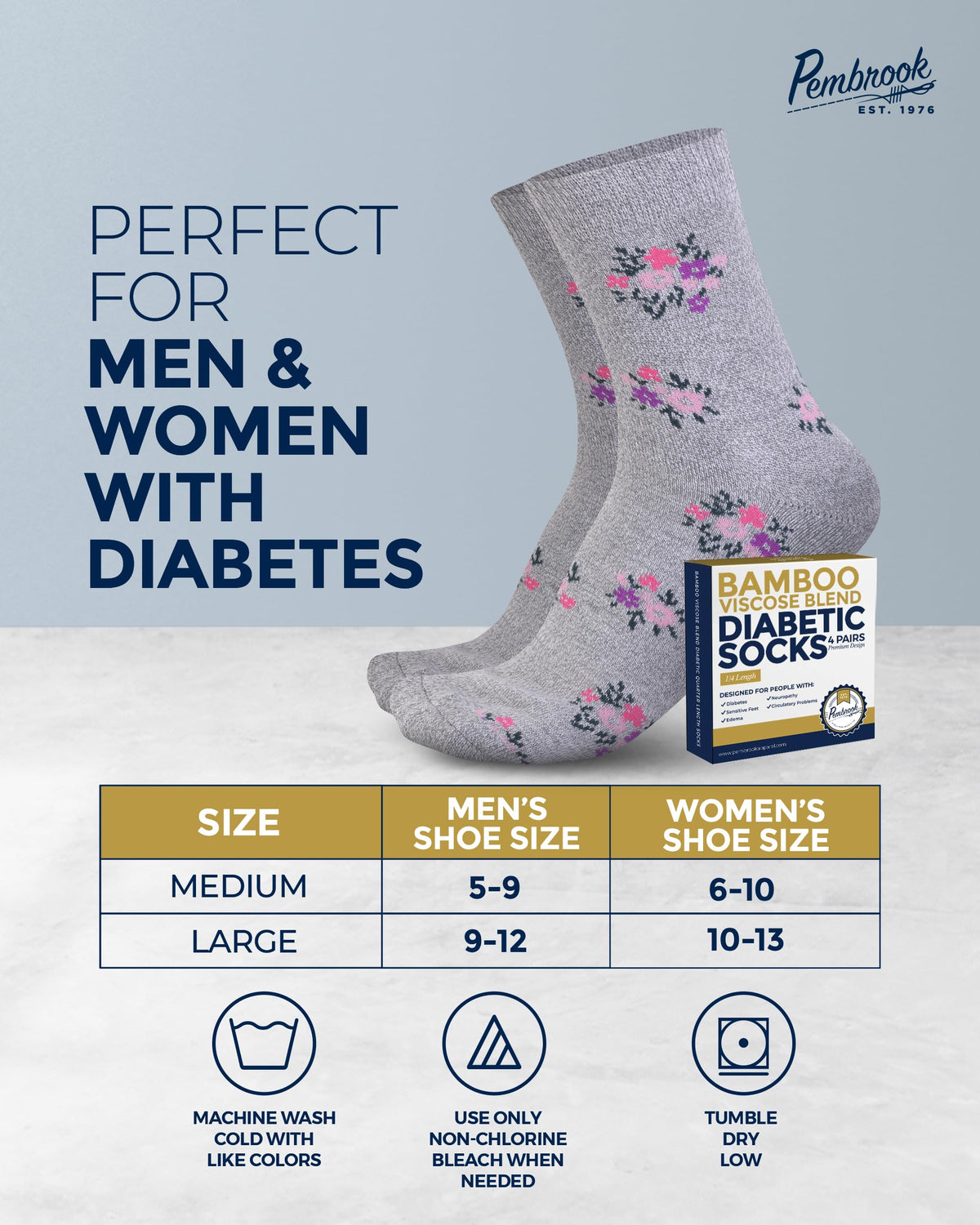 Breathable Bamboo Viscose Ankle Diabetic Socks 4 Pairs L6083