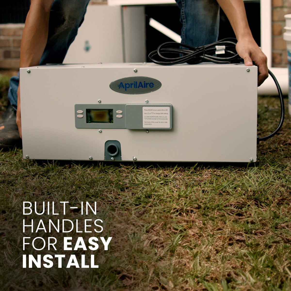 50-Pint Whole-House Dehumidifier with Wi-Fi Thermostat, Drain Hose, Condensate Pump, Bracket, and Hanging Kit R474207