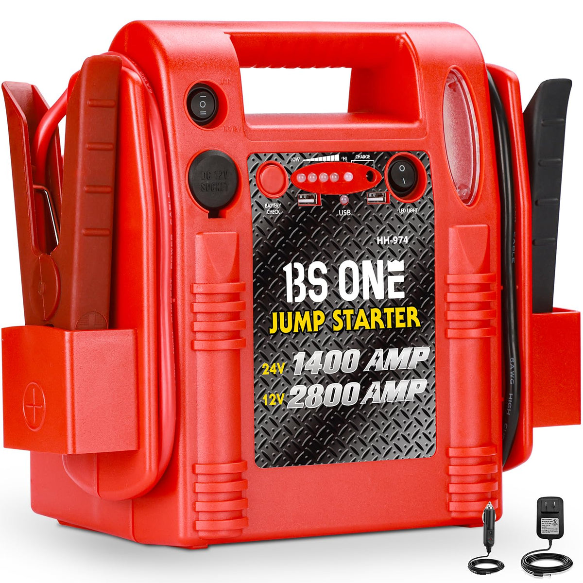 24V / 12V Heavy Duty Jump Starter with USB/DC Output and LED Light N977