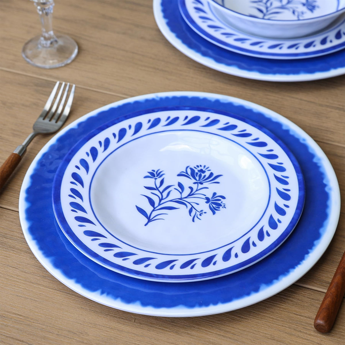 Blue 12-Piece Melamine Dinnerware Set D581488