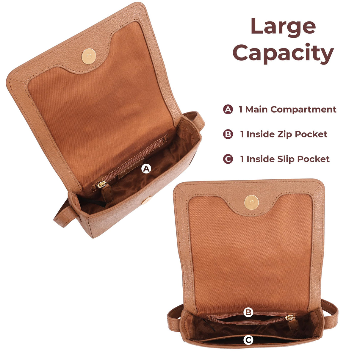 Genuine Leather Crossbody Shoulder Bag with Adjustable Strap N252