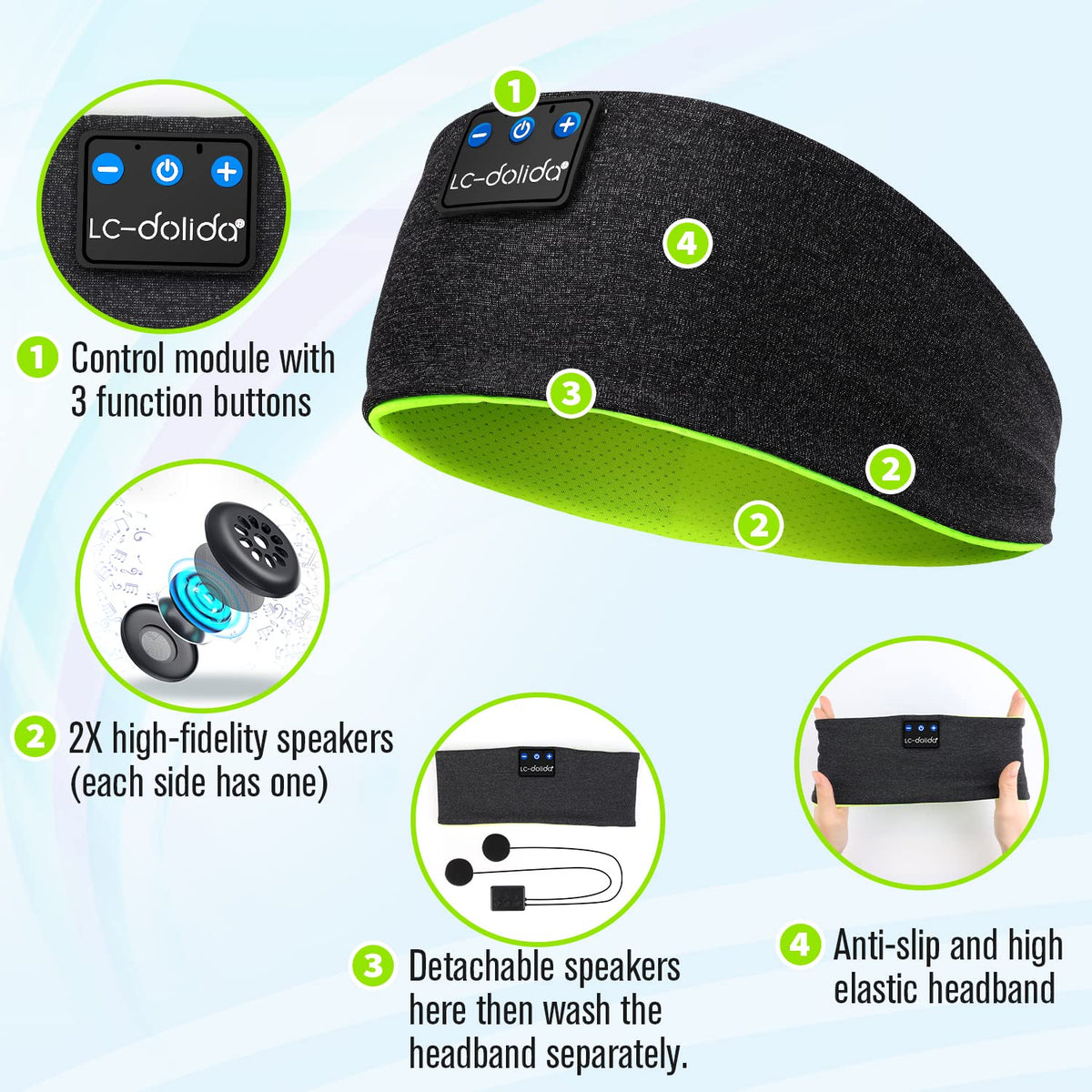 Wireless Bluetooth Headband Headphones Sleep Mask Y6139