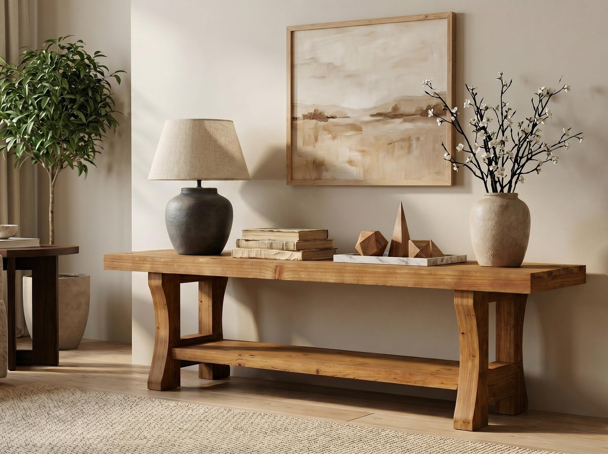 Brown Solid Wood 2-Tier TV Stand B584298