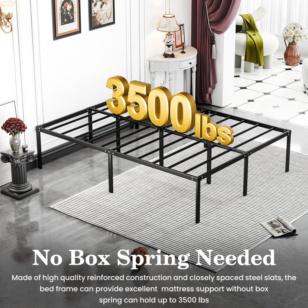 Queen 18 Inch Heavy Duty Metal Platform Bed Frame with Under Bed Storage P769