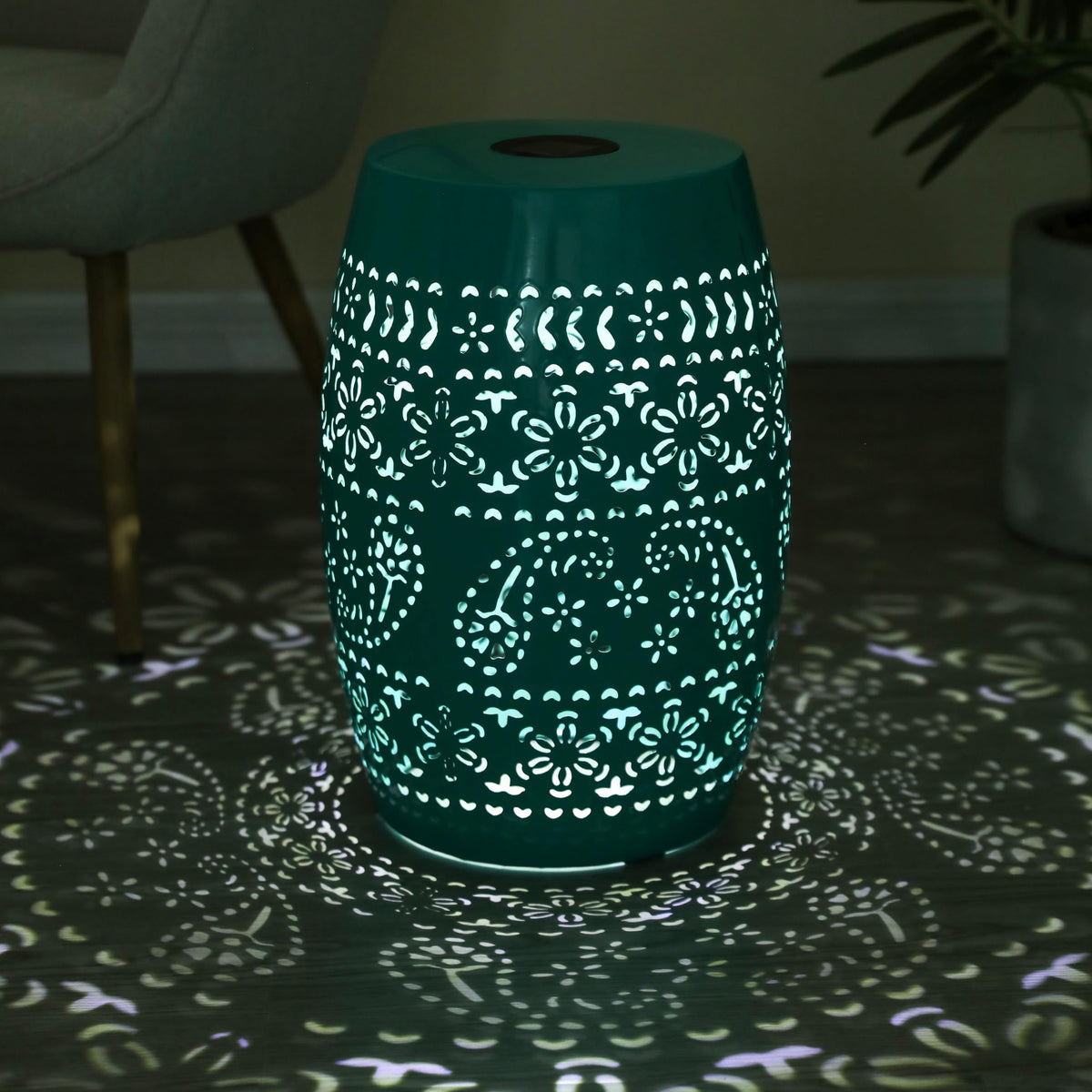Teal Metal Patio Side Table Y639237