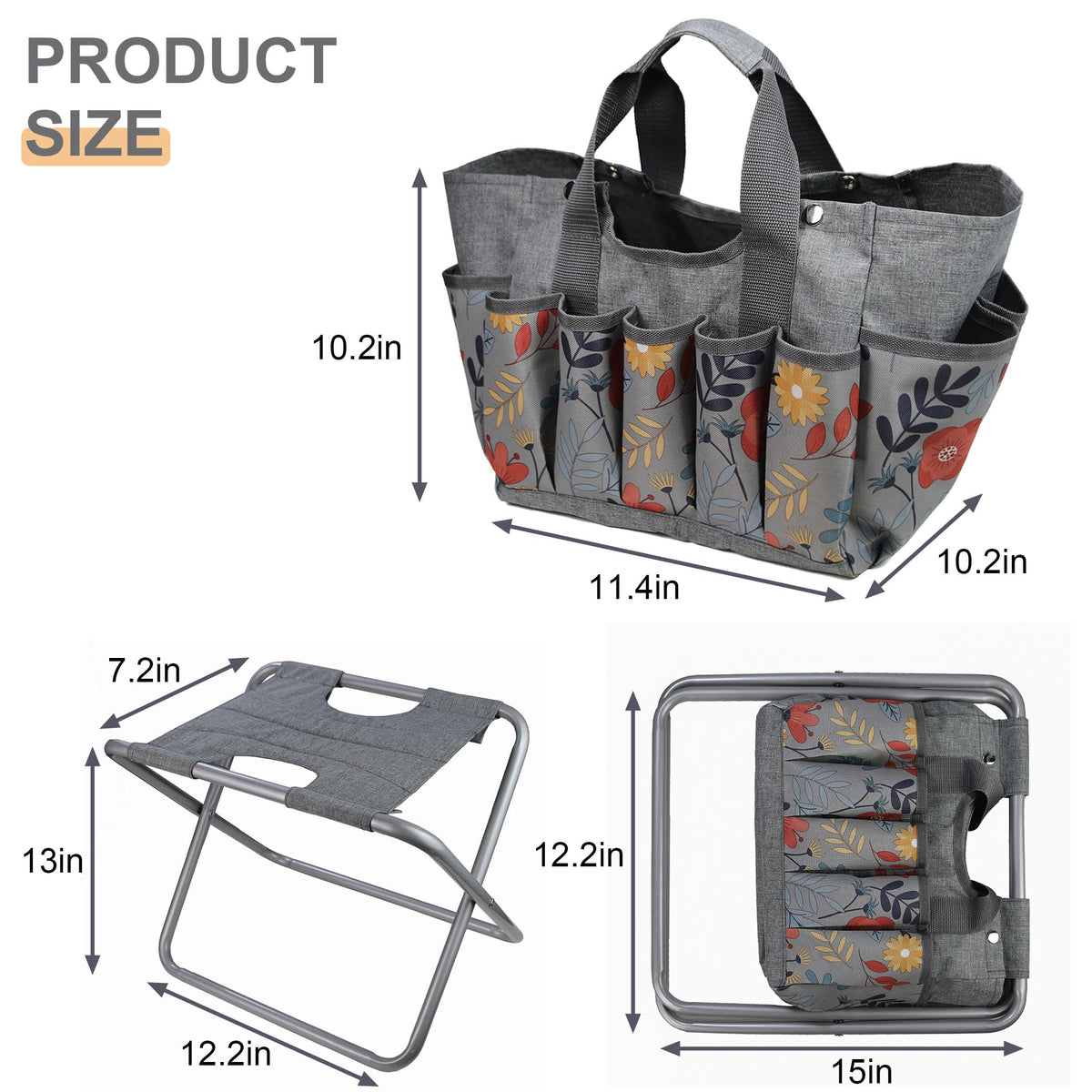 Folding Gardening Stool with Storage Tote Bag D2822