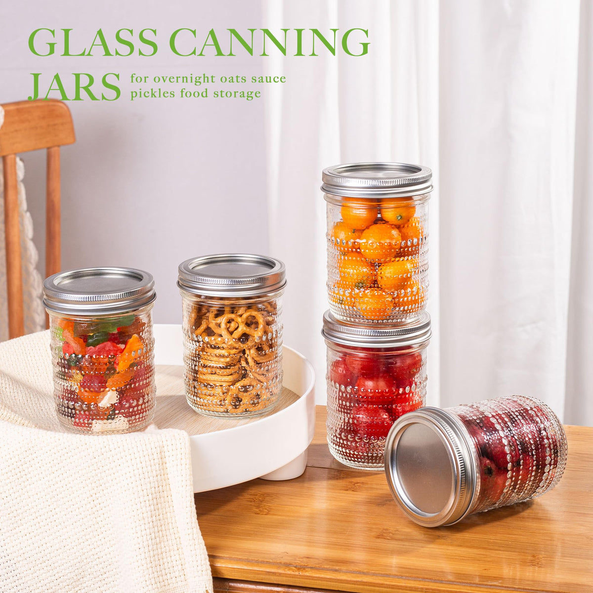 16 Oz Wide Mouth Glass Mason Jars 6 Packs K969684