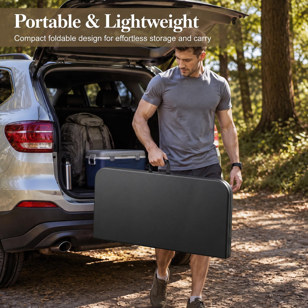 34" Square Folding Card Table with Built-in Handle, Black K361