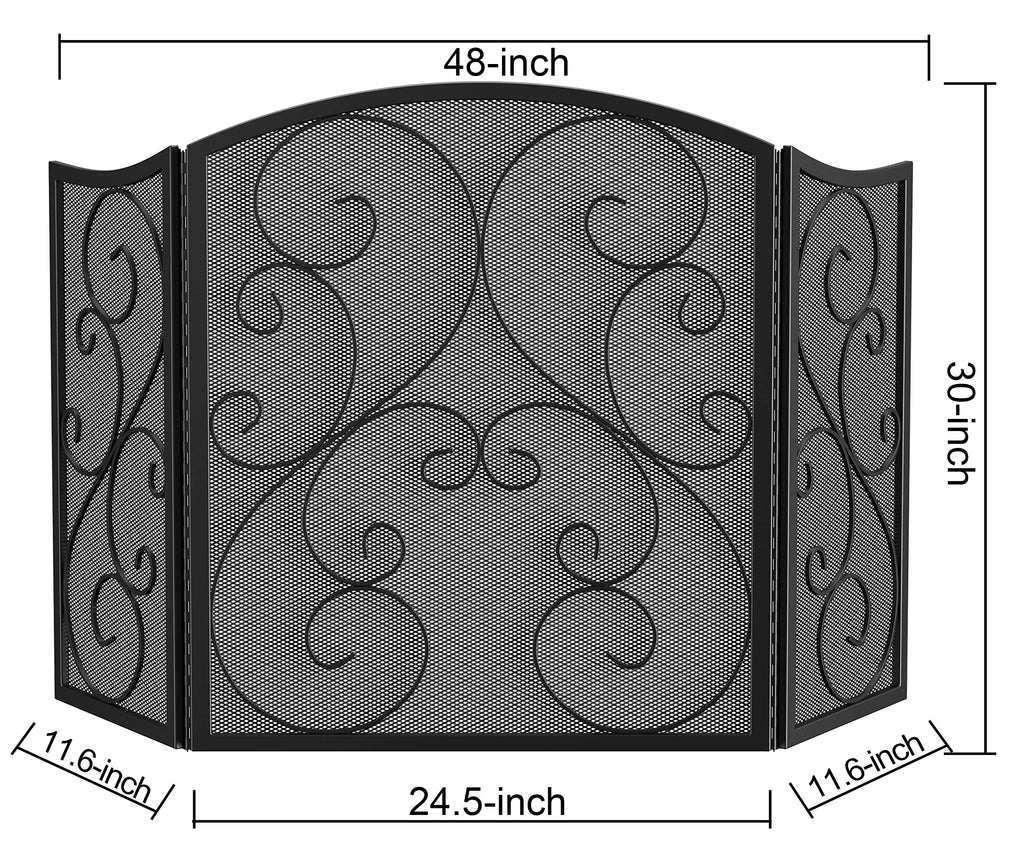 3 Panel Arch Top Wrought Iron Fireplace Screen G538586