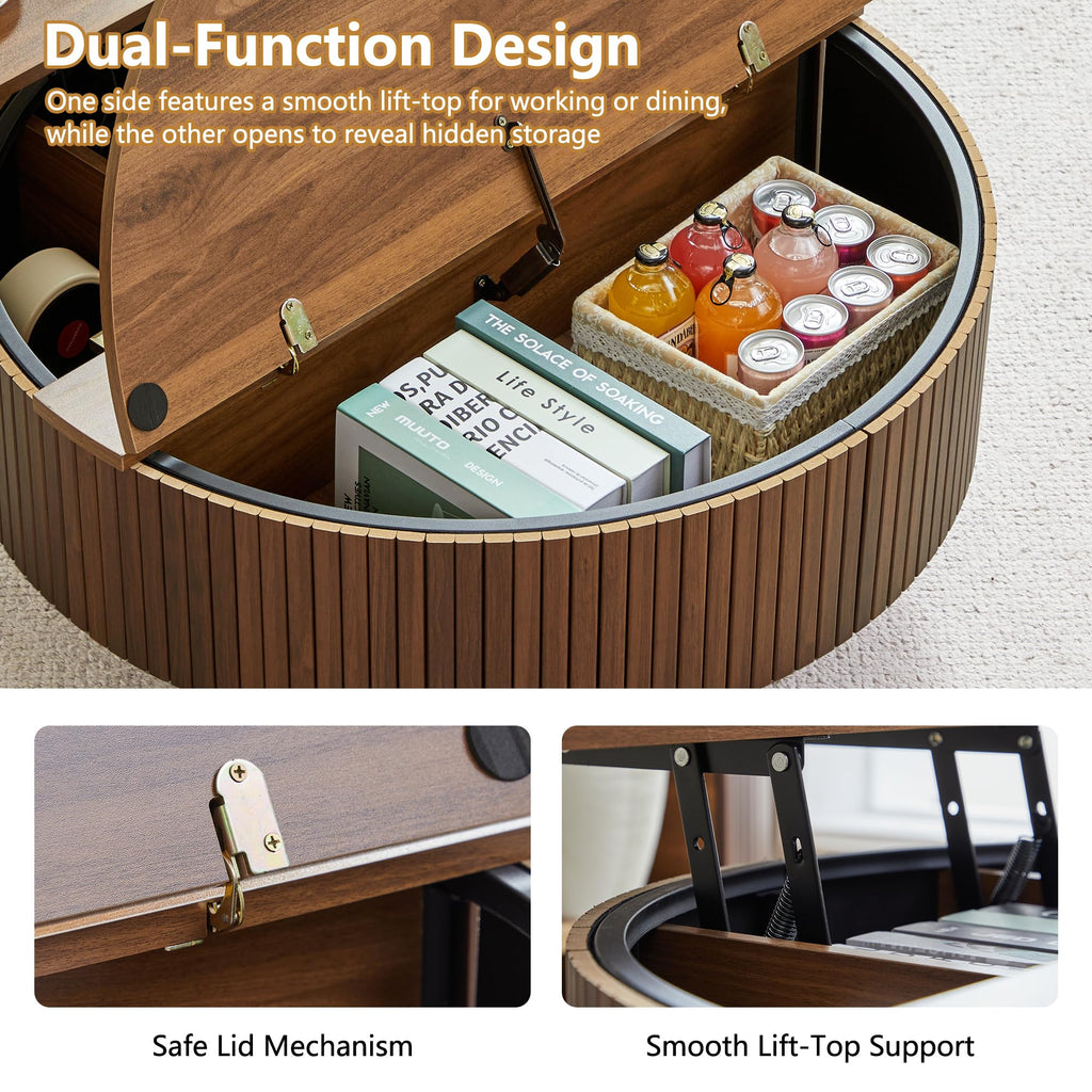 33" Round Lift-Top Coffee Table with Storage H65869
