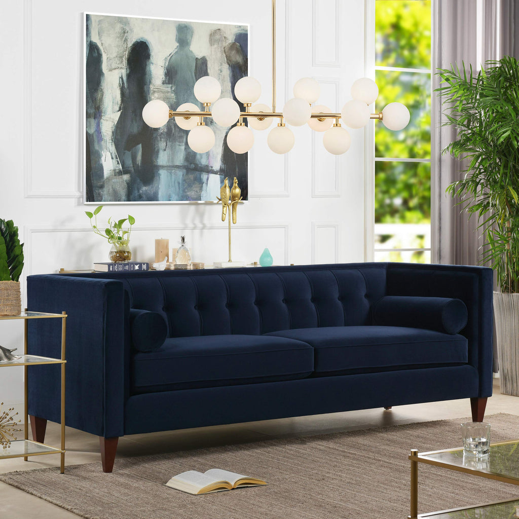 Dark Navy Blue Performance Velvet Tufted Sofa A5749