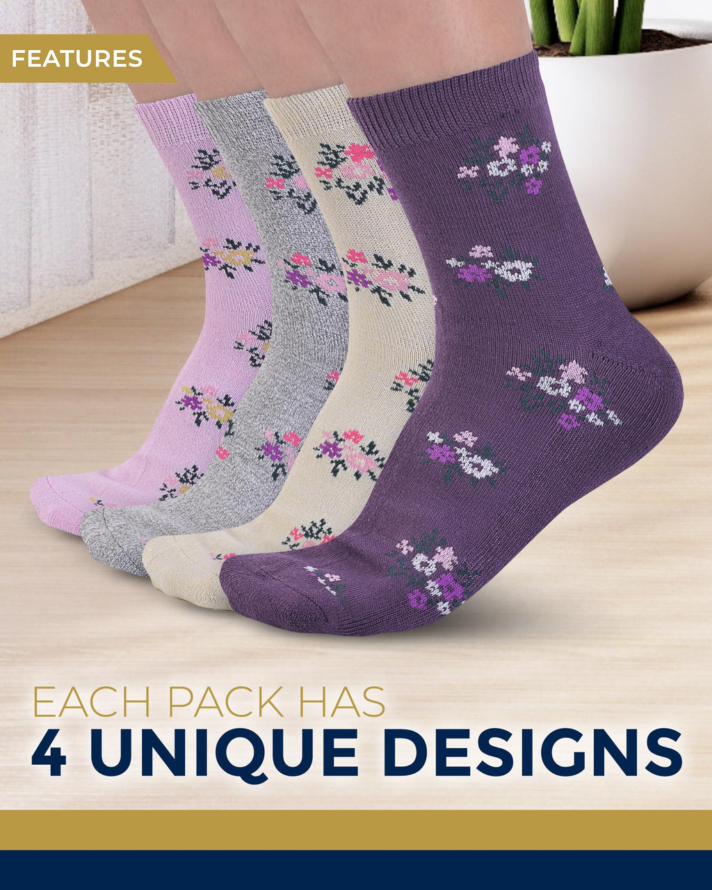 Breathable Bamboo Viscose Ankle Diabetic Socks 4 Pairs L6083