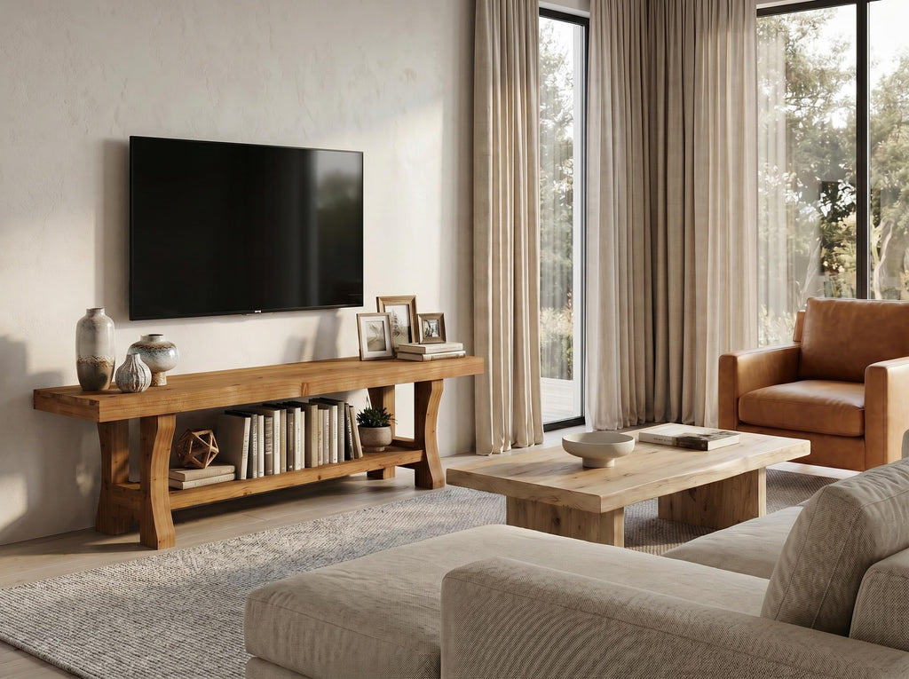 Brown Solid Wood 2-Tier TV Stand B584298