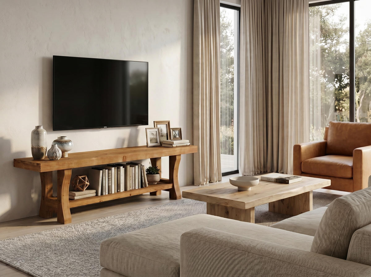 Brown Solid Wood 2-Tier TV Stand B584298